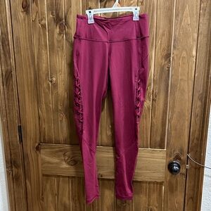 Women's Burgundy Leggings with Side Detailing